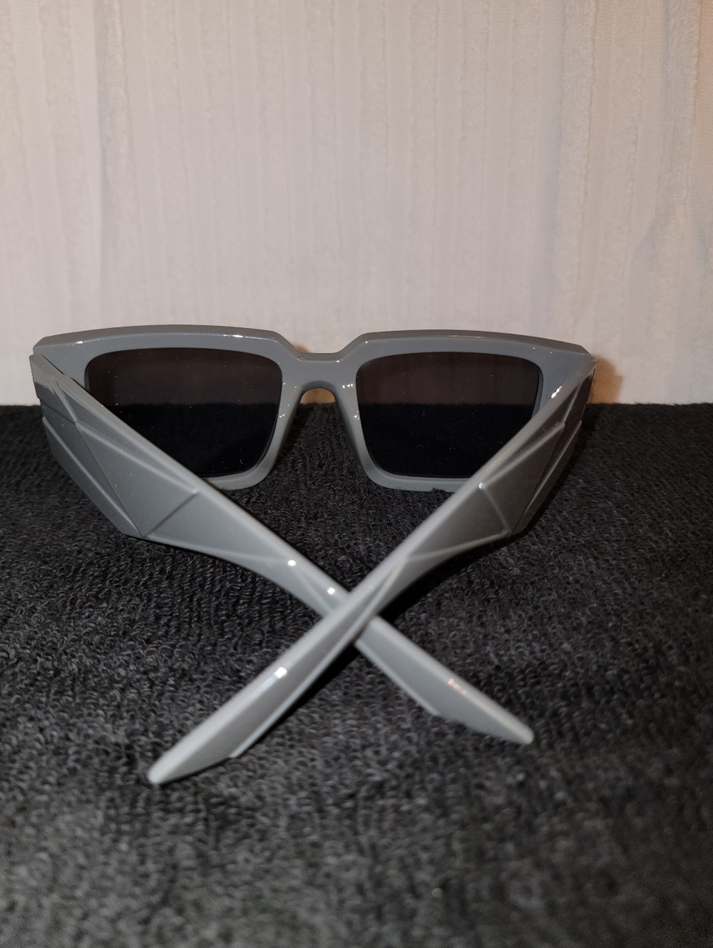 Chunky Rectangular Sunglasses in Light Gray and Black - Picture 2 of 4